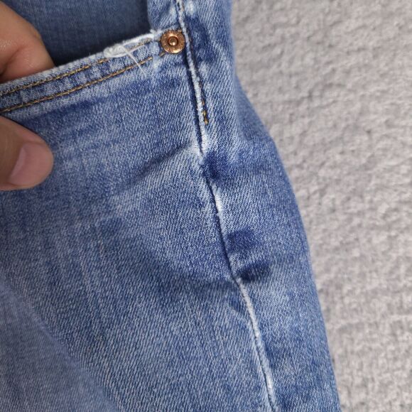 Orvis Jeans Mens 41 x 28.5 Blue Denim Straight Leg Distressed Cotton Blend - Picture 9 of 16